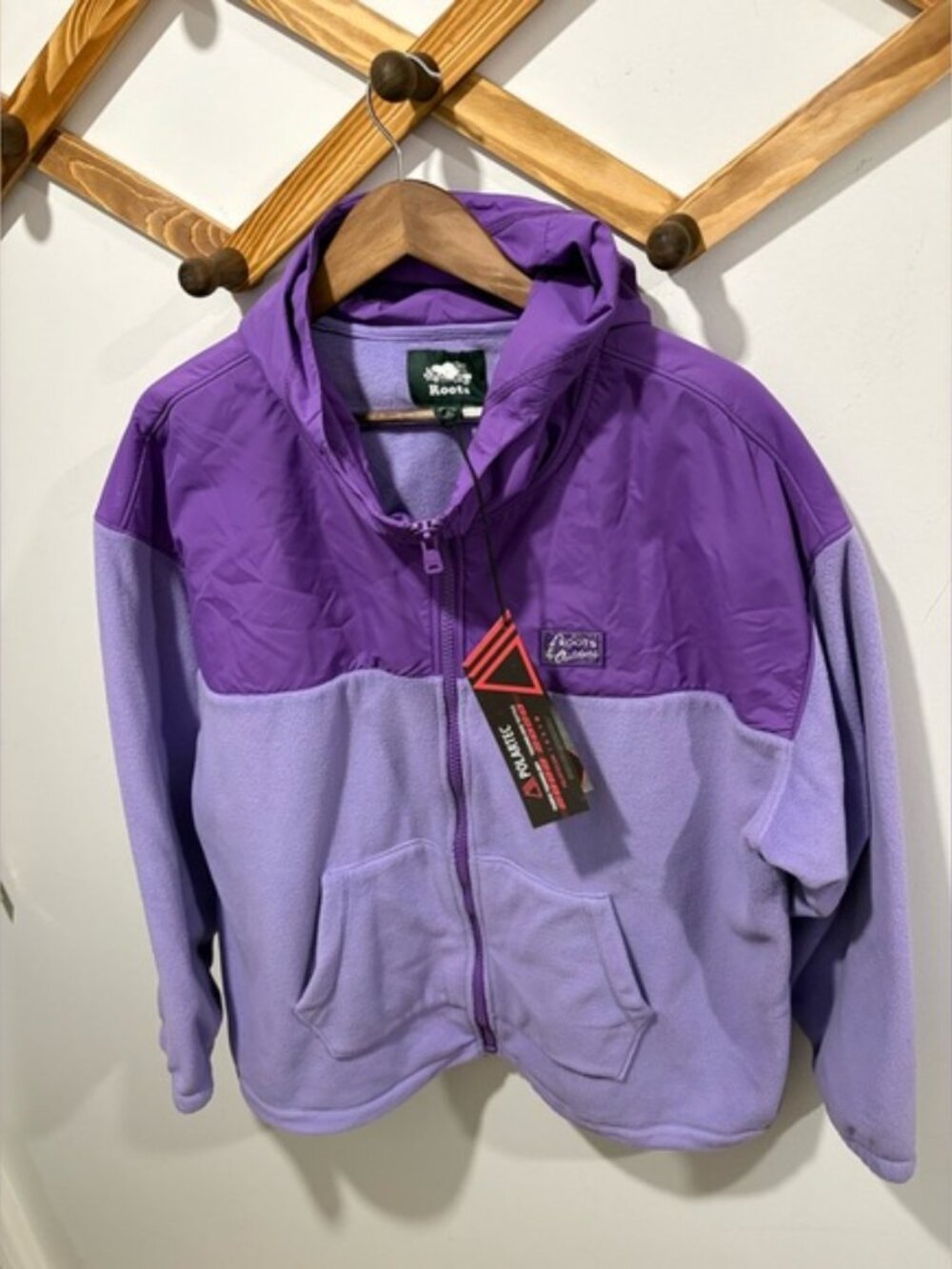 NWT Roots x Polartec Collaboration Two-Tone Purple Fleece Jacket Hoodie - Picture 7 of 10